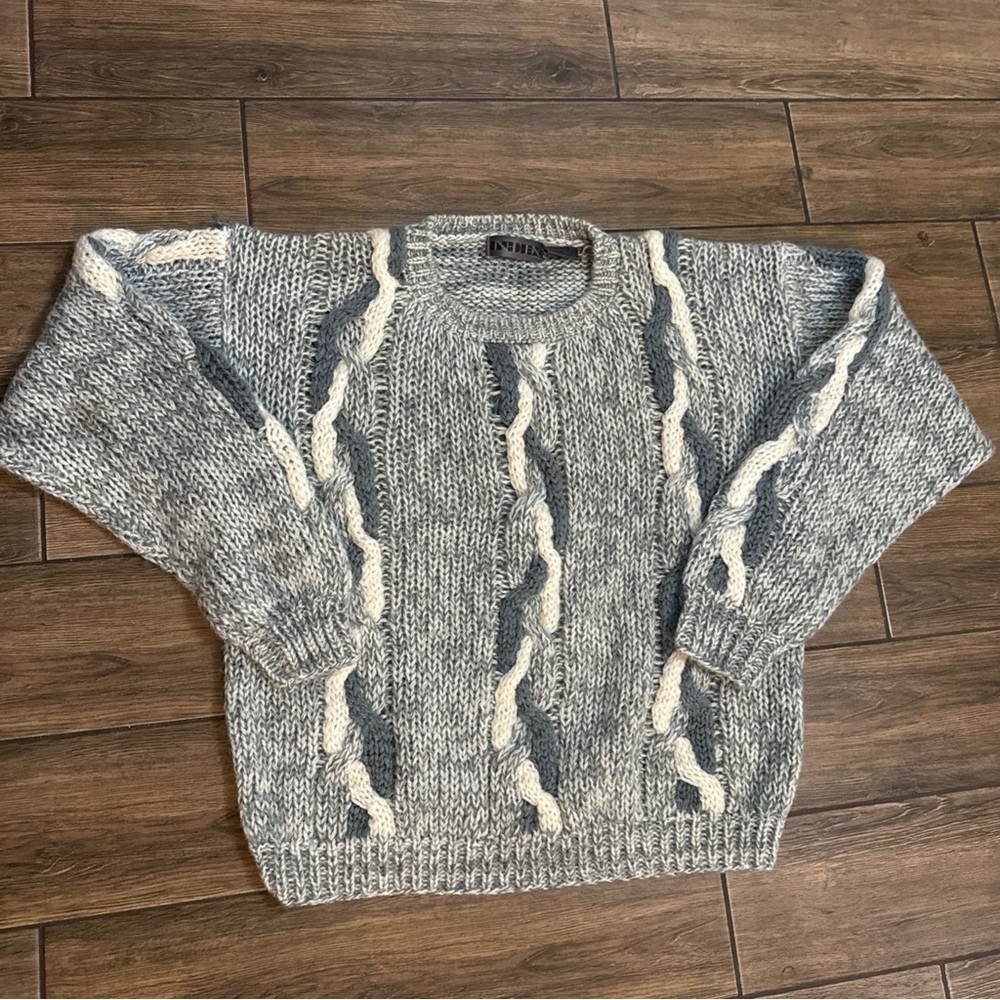 Index VTG 3D Knit Pullover Sweater XL Cable Chunky Multicolor